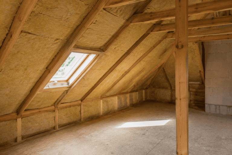 Dach dämmen Kosten: Mineralwolle-Dämmung zwischen Holzsparren im Dachgeschoss – Zwischensparrendämmung im Rohbau